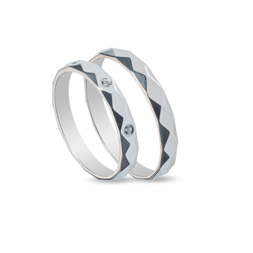 Βέρες Σετ Λευκόχρυσες με Ζιργκόν MASCHIO FEMMINA SL37 - themelidisjewels